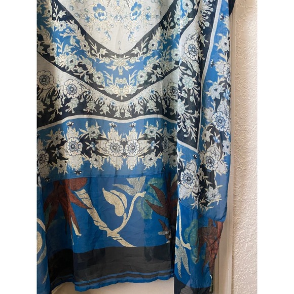 Free People I Kimono Duster Open Front One Size Sheer Silk Blue Boho Intimates - Picture 11 of 12
